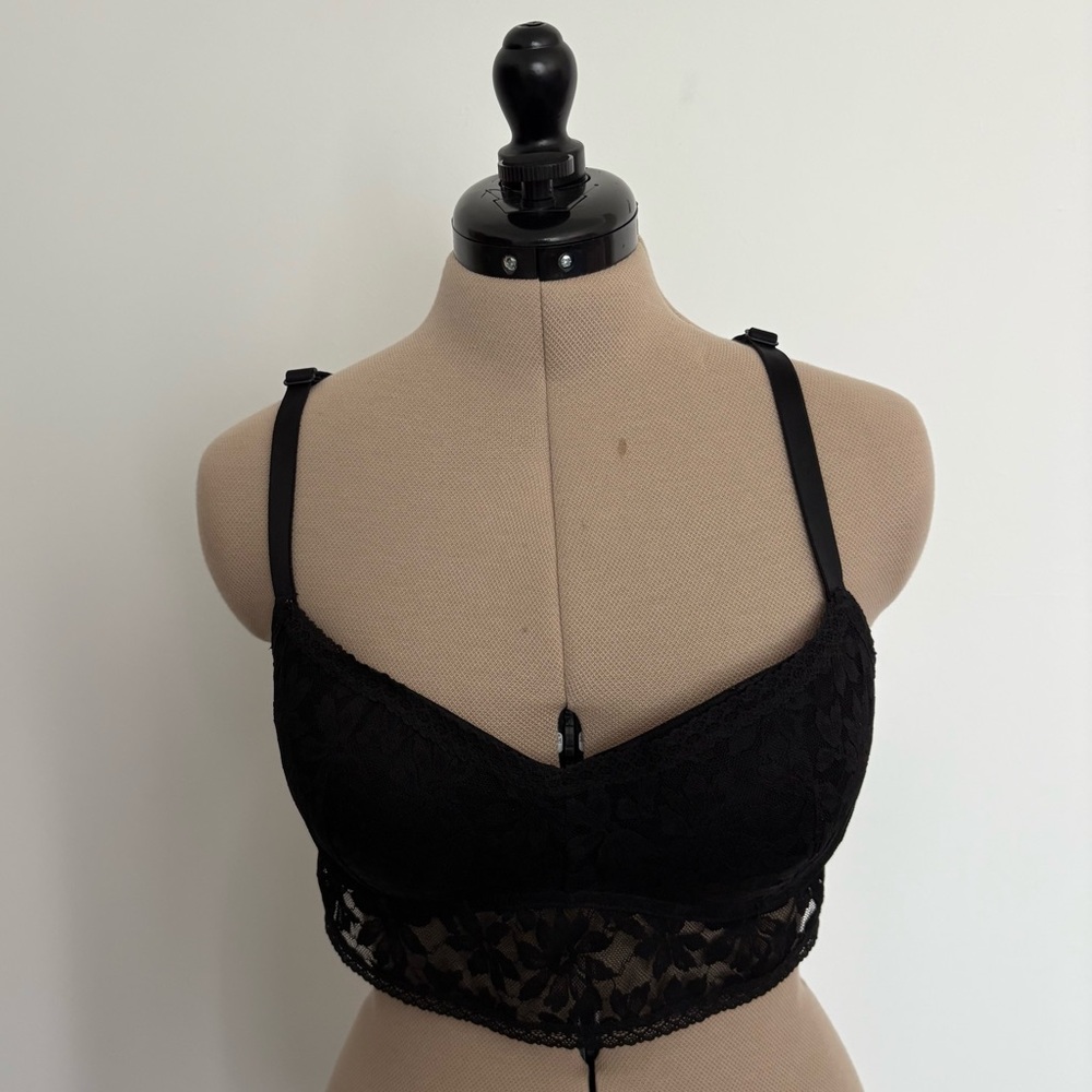 PINK Victorias Secret Womens Lace Bralette Push Up Bra XL Black Wire Comfy